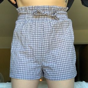 Urban Outfitters Purple Plaid Paper Bag Shorts